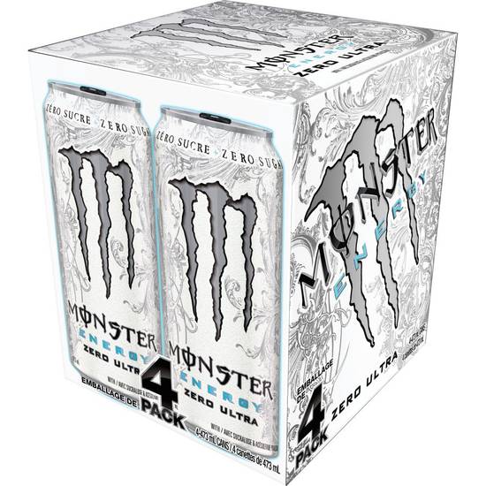 Monster energy  zero ultra, canettes (4 piéces, 473ml) - energy drink zero ultra (4 ct, 473 ml)