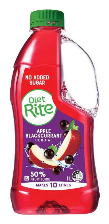 Diet Rite Cordial, Apple-Blackcurrant (1L)