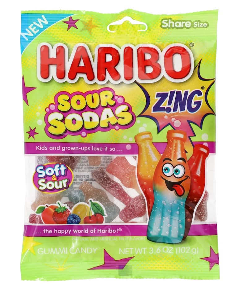 Haribo Zing Gummi Candy, Sour Sodas (4.5 oz)