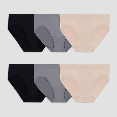 Fruit of the Loom Seamless Bikini Underwear, Women, 6, Assorted (6 ct)
