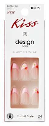 Kiss® Design Nails Medium Length 24-Pack Pink Flower French