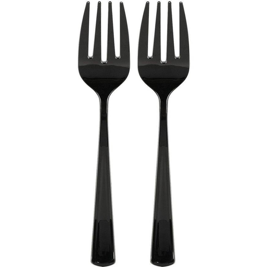 Party City Plastic Serving Forks, Unisex, Black (2 ct)