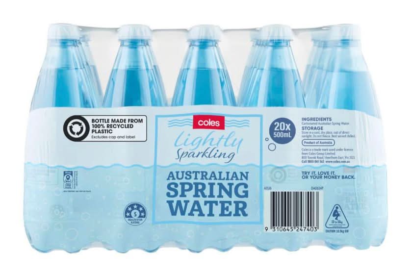 Coles Lightly Sparkling Water (20 x 500mL)
