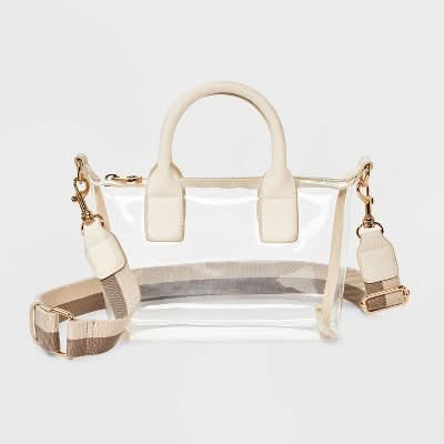Universal Thread Foundational Mini Tote Handbag, Cream/Clear