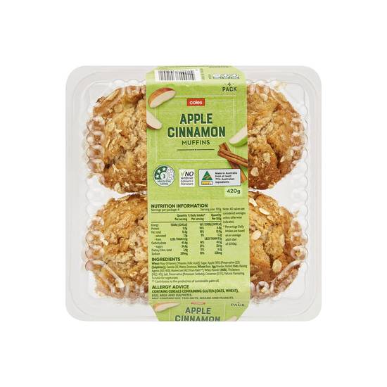 Coles Apple & Cinnamon Muffins 4 pack