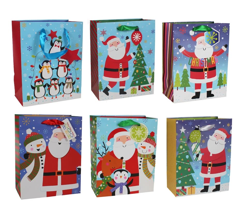 Christmas Santa Gift Bags, M (6 ct)