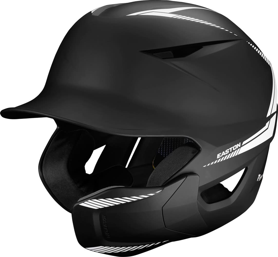 Easton Senior Elite Max Baseball Batting Helmet w/ Adjustable Jaw Guard (Black/White, L/XL)