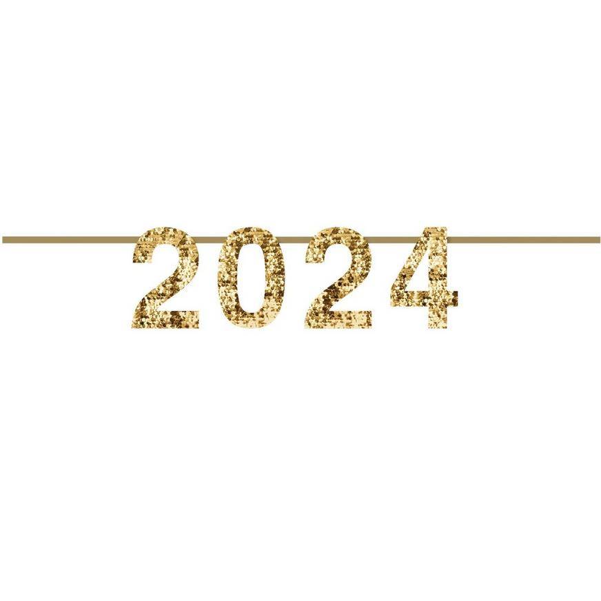 Gold Sequin 2024 Banner, 12ft