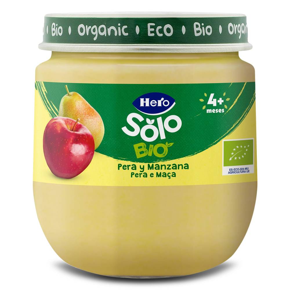 Puré De Pera Y Manzana 100% Ecológica Hero Frasco 120 G