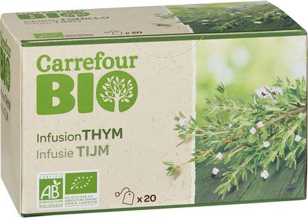 Infusion bio thym CARREFOUR BIO - la boite de 20 sachets - 30g