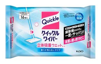 クイックル ワイパー 立体吸着ウエット 香りが残らないタイプ (16 入)