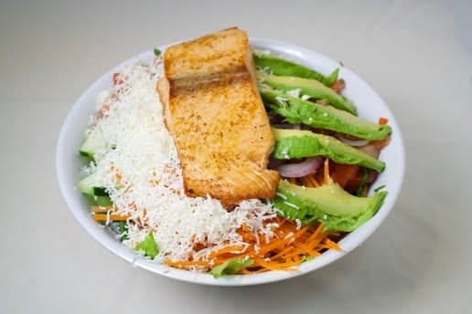 Goat Cheese And Avocado Salad with Salmon
