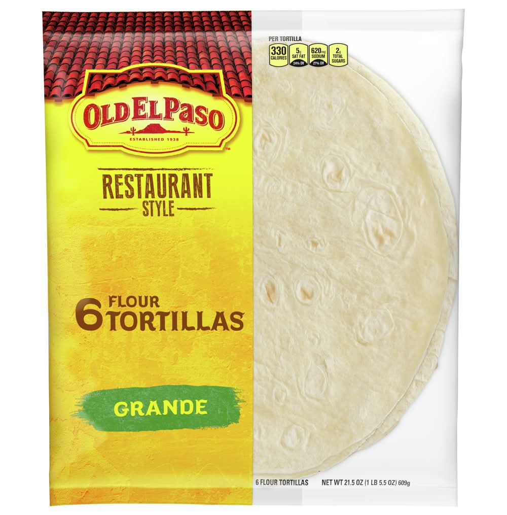 Old El Paso Restaurant Style Grande Flour Tortillas (21.5 oz, 6 ct)
