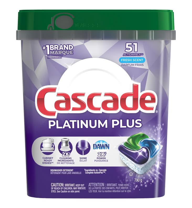 Cascade détergent pour lave vaisselle platinum plus actionpacs - platinum plus actionpacs dishwasher detergent (51 unités)