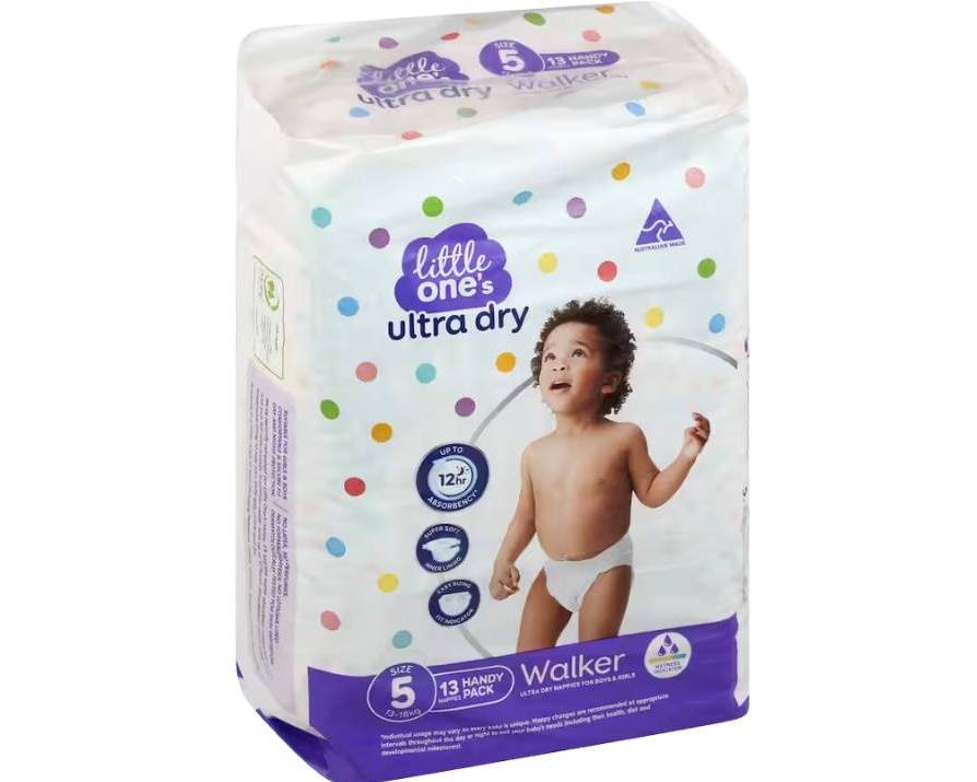 Little Ones 13pk Ultra Dry Nappies Walker Size 5