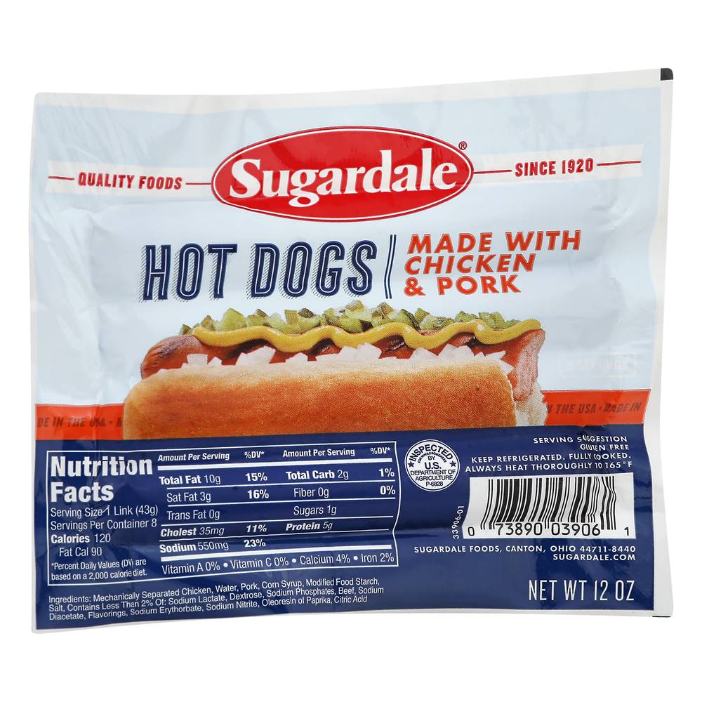 Sugardale Made With Chicken & Pork Hot Dogs (12 oz)