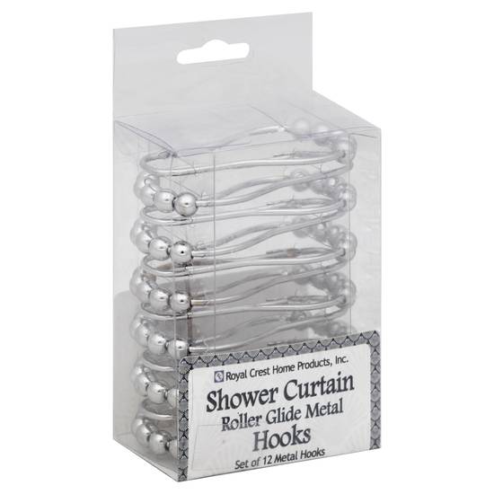 Royal Crest Shower Curtain Roller Gilde Metal Hooks (12 ct)