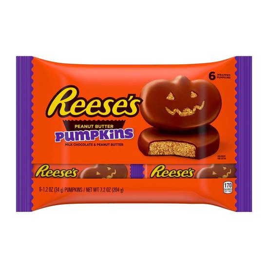 Reese's Peanut Butter/Milk Chocolate Pumpkin, 7.2 oz - 6 pk