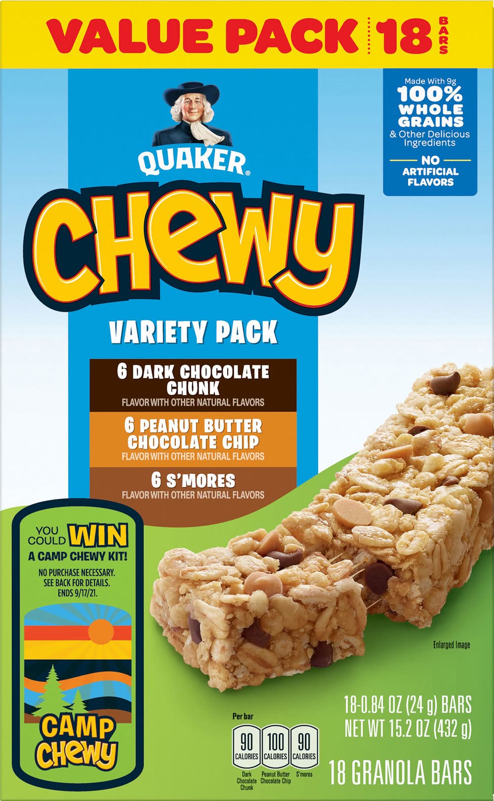 Quaker Chewy Oats Granola Bars Variety pack (18 x 0.84 oz)