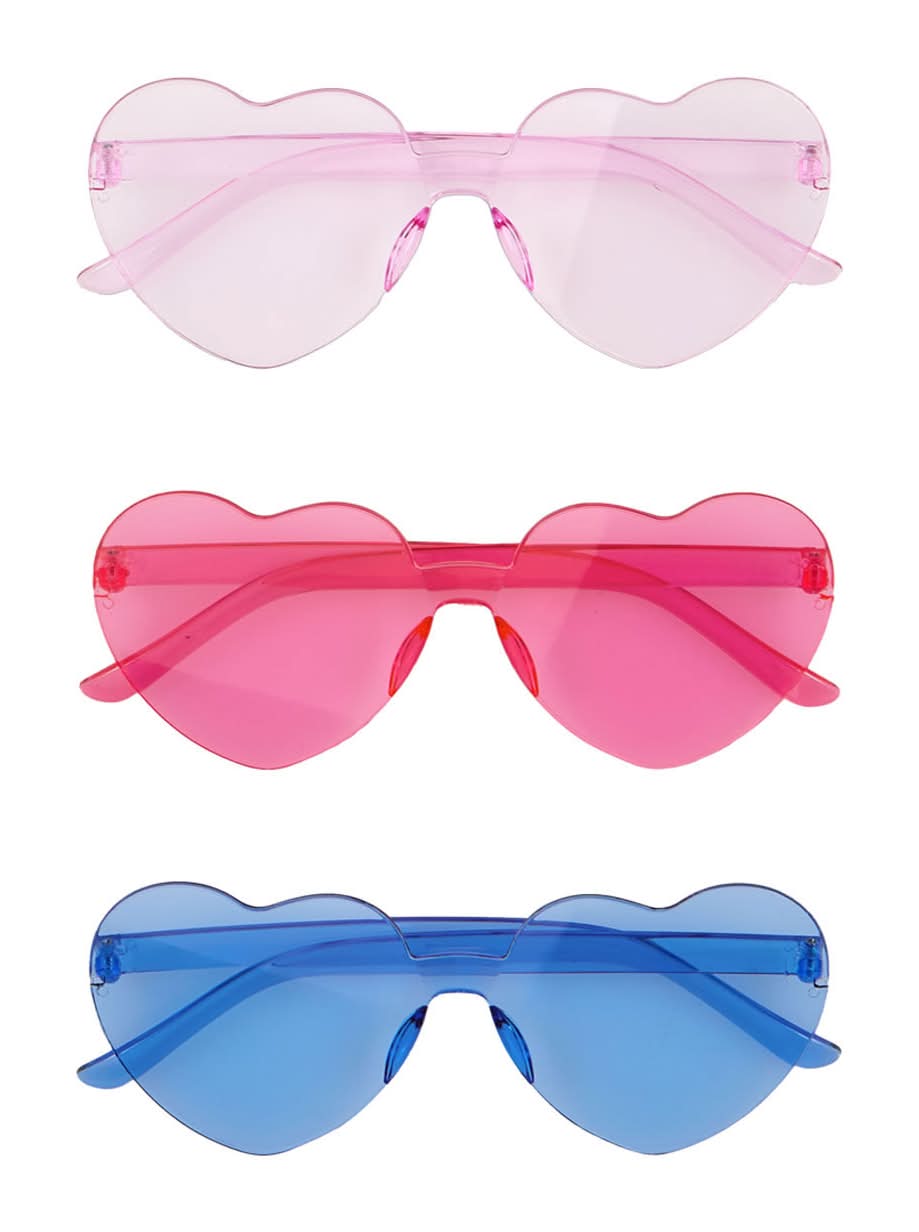 Assorted Peony Periwinkle And Lilac Heart-Shaped Novelty Glasses 3 Ct