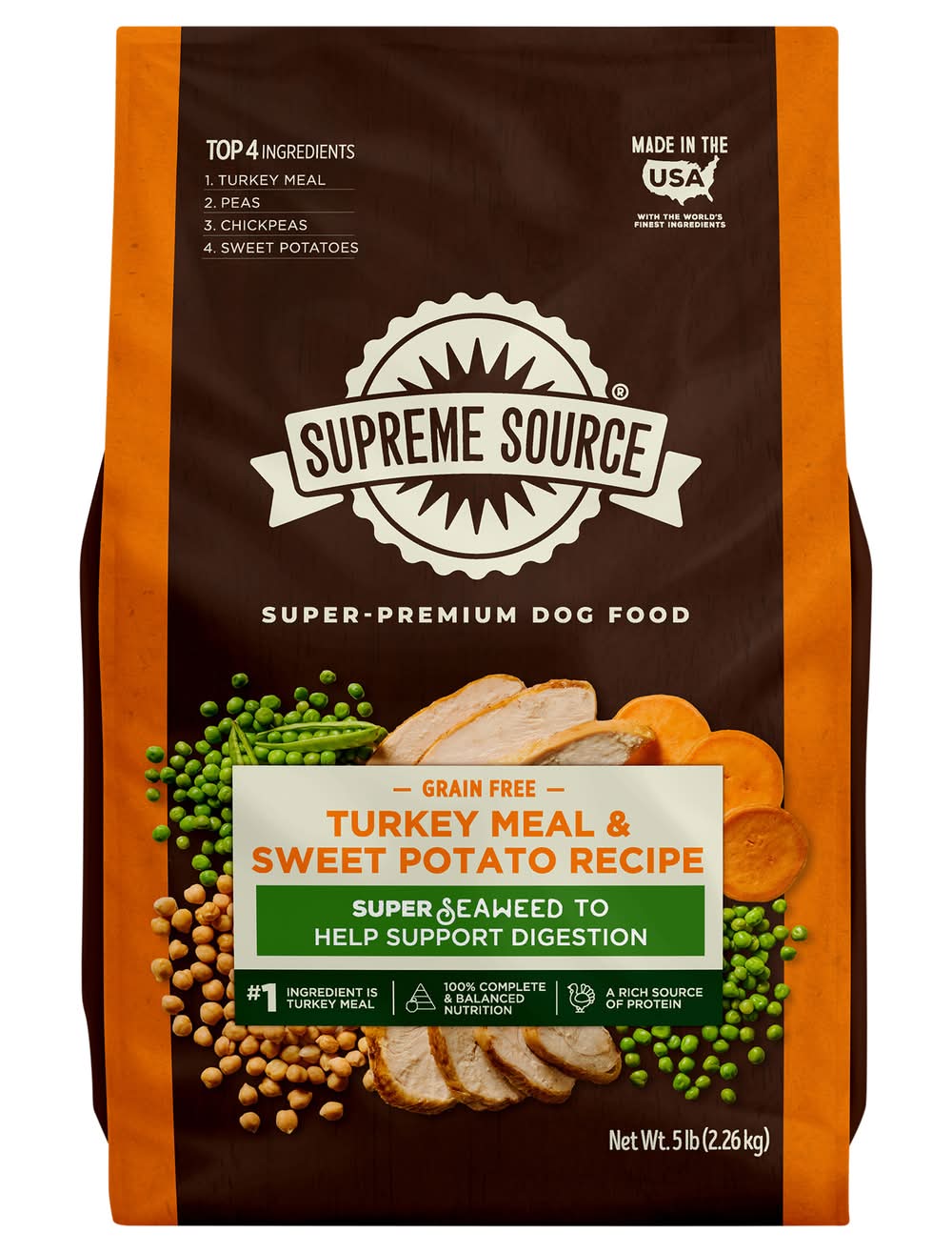 Supreme Source Super-Premium Dry Dog Food, Turkey Meal & Sweet Potato Recipe (5 lbs)