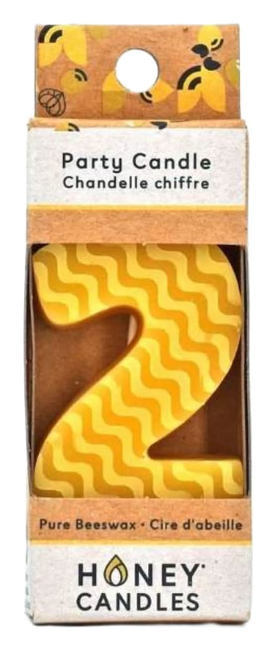 Honey Candles Number 2 Beeswax Party Candle (1 Pack)