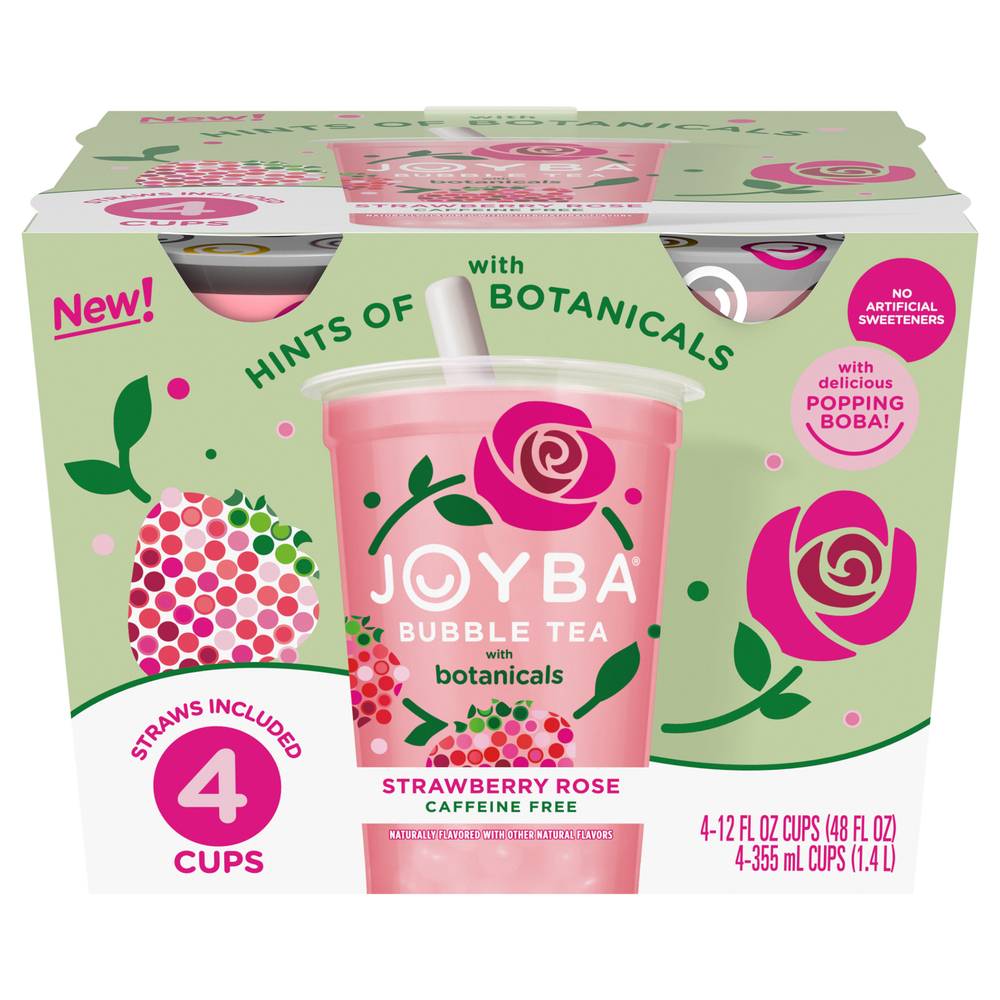 Joyba Strawberry Rose Bubble Tea (4 x 12 fl oz)