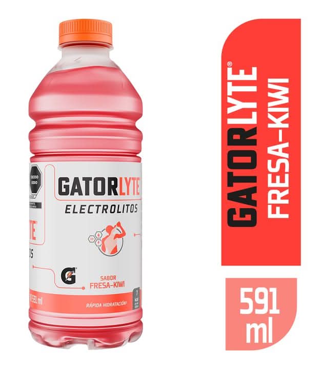 Gatorlyte · Bebida con electrolitos, fresa-kiwi (591 ml)