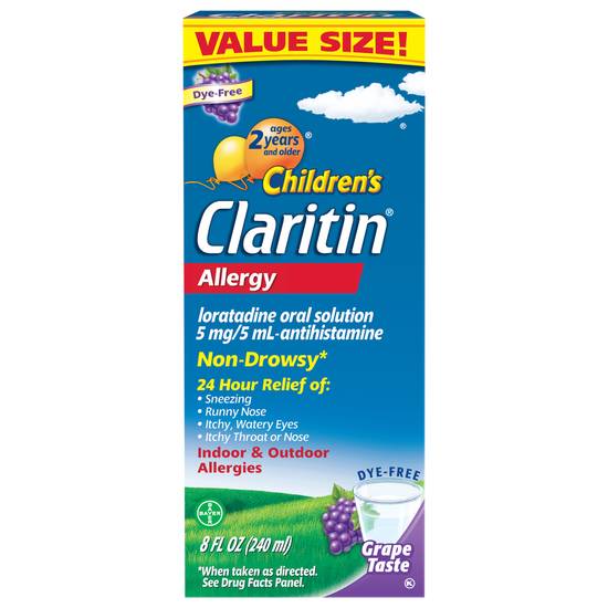 Claritin Children's Allergy Oral Solution Grape Taste (8 oz)