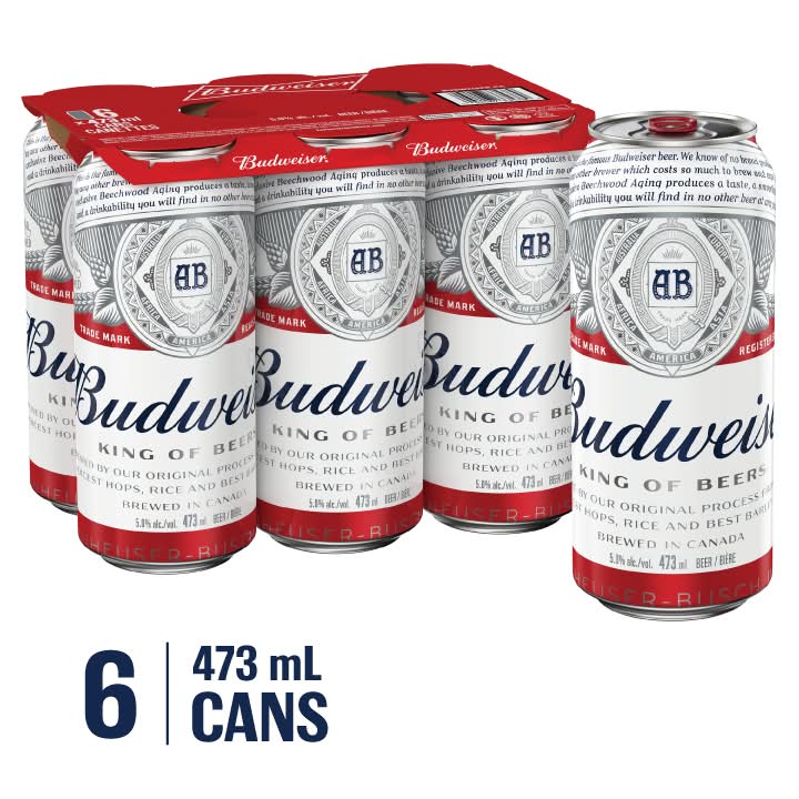 Budweiser Lager Beer (6 x 473 ml)