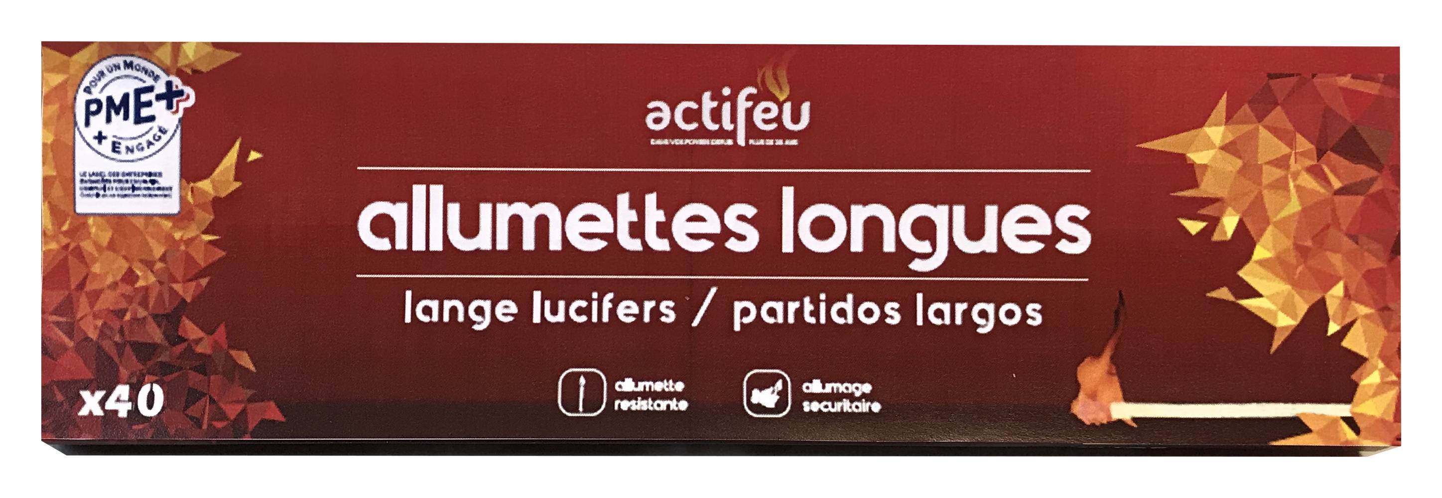 Actifeu - Allumettes longues speciales cheminee et barbecue