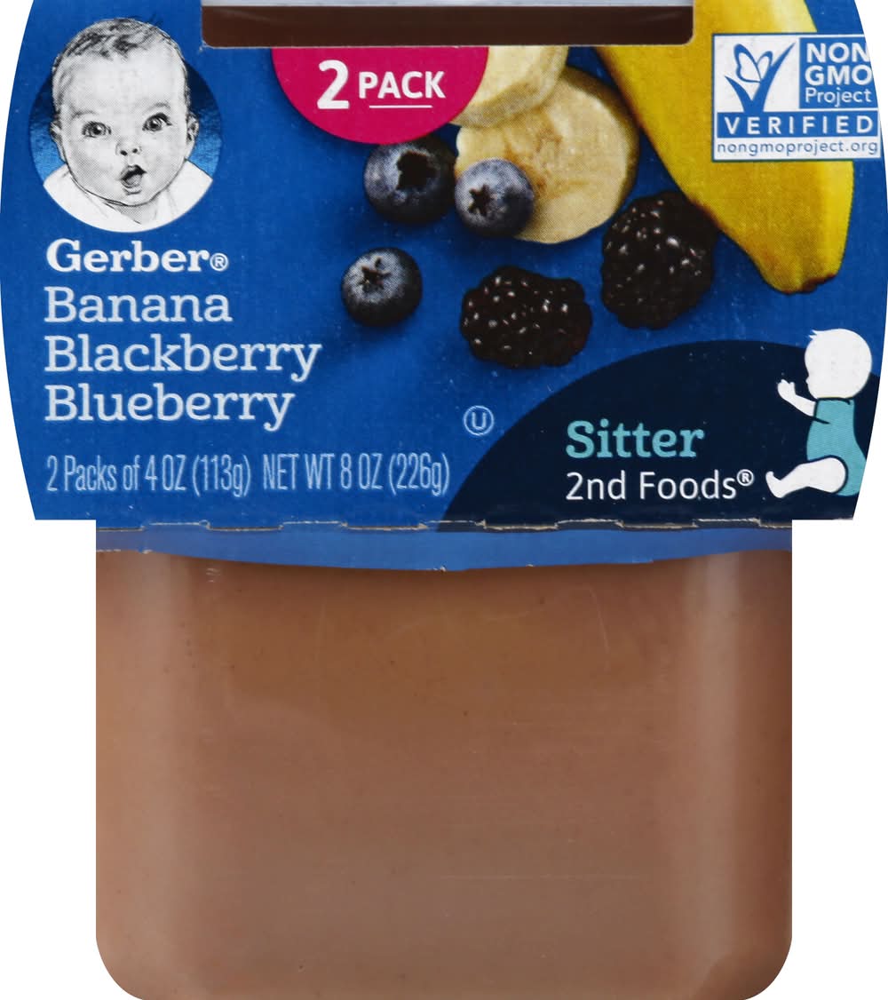 Gerber 2Nd Foods Sitter, Banana-Blackberry-Blueberry (4 oz, 2 ct)