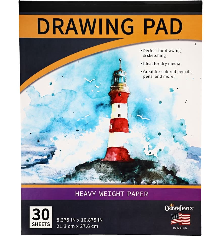 CrownJewlz Heavyweight Drawing Paper Pad, 8.37x10.87 in