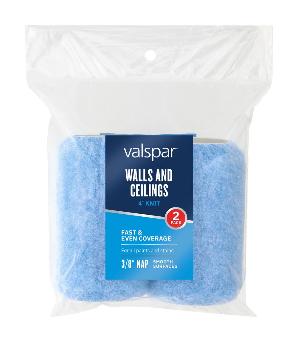 Valspar 2 -Pack 4.0-in x 3/8-in Nap Walls and Ceilings Trim Mini Knit Paint Roller Cover