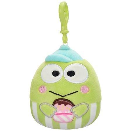 Squishmallows Original Sanrio Keroppi Holding Cupcake Clip on Plush Toy