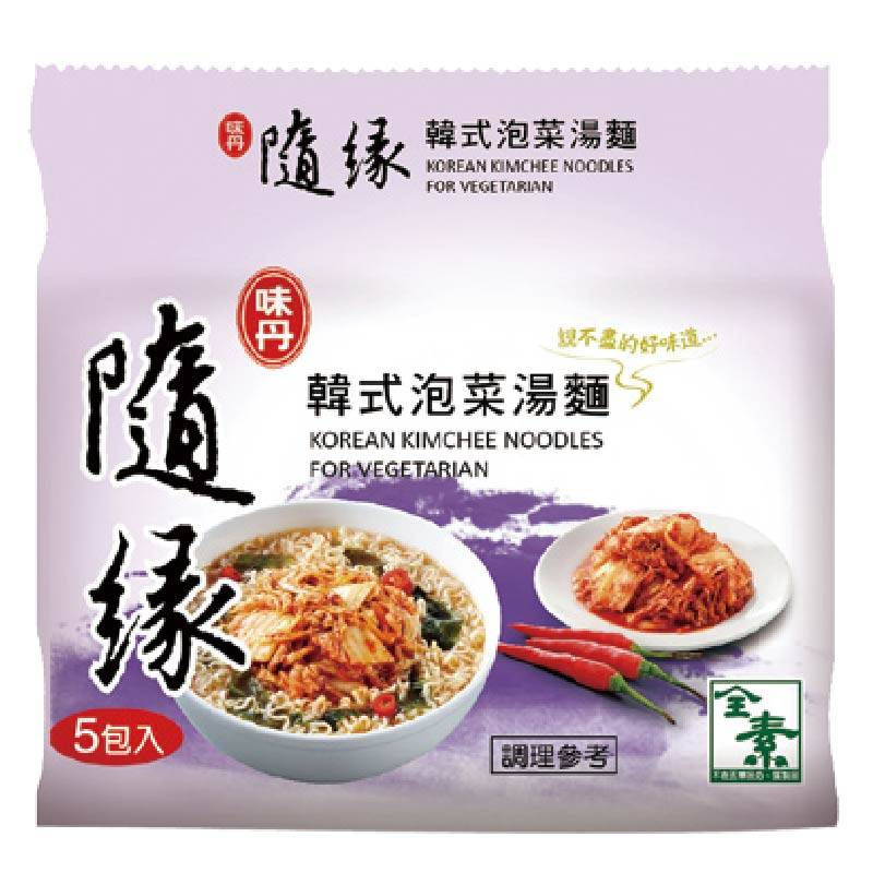 【全素】隨緣韓式泡菜湯麵(包)75g <75g克 x 1 x 5Pack包>