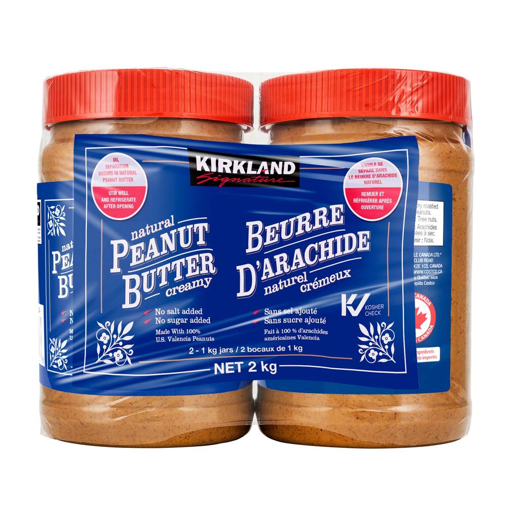 Kirkland Signature Natural Creamy Peanut Butter, 2 X 1 Kg