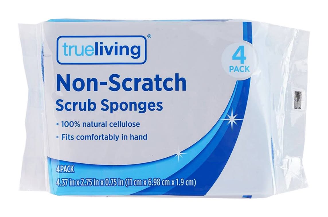 True Living Non Scratch Scrub Sponges Cellulose 4 Ct