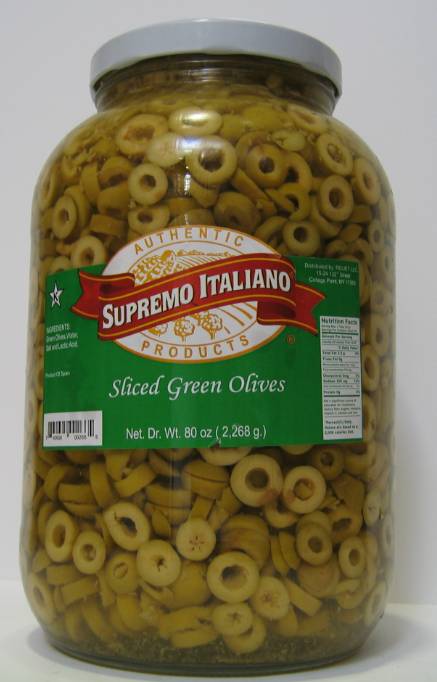 Supremo Italiano - Sliced Green Olives - gallon (4 Units per Case)