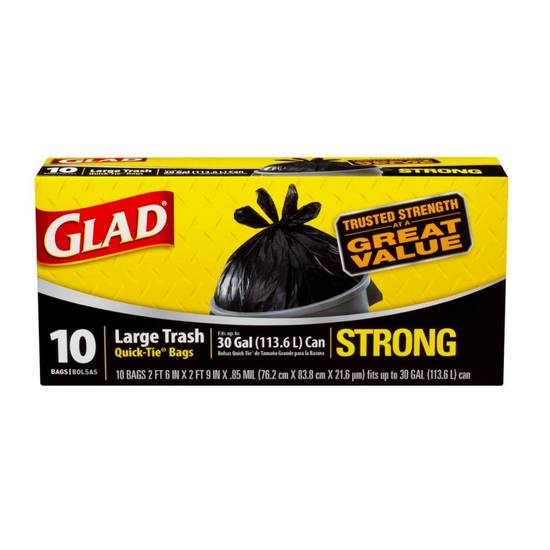 GLAD strong trash bags - 30 Gallon 10 bags