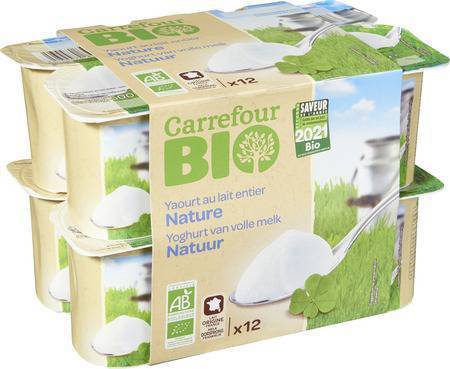 Carrefour Bio - Yaourt bio nature (12 pièces)