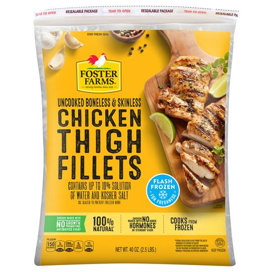 Foster Farms Uncooked Boneless & Skinless Frozen Chicken Thigh Fillets
