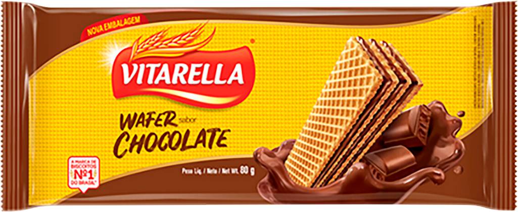 Vitarella biscoito wafer sabor chocolate (80 g)