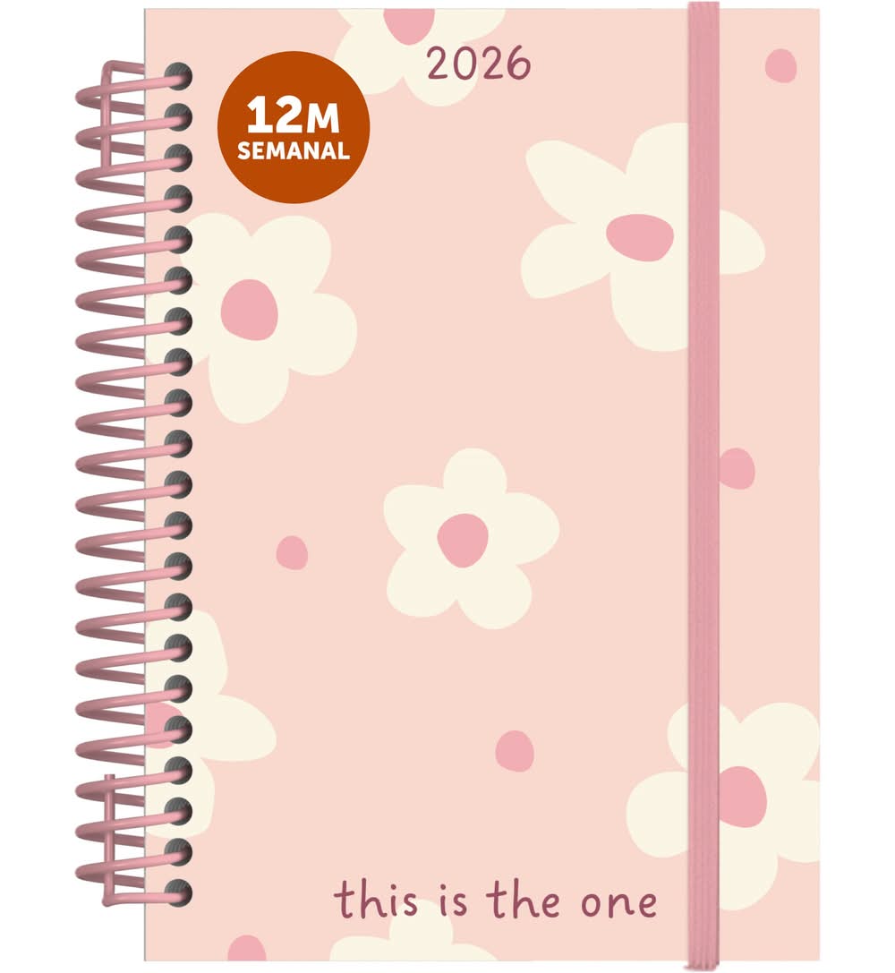 Agenda A6 2026 Espiral 12 Meses Semanal Flowers Note!