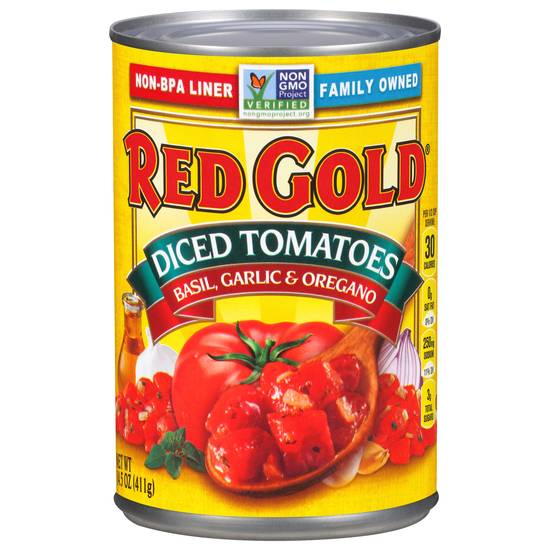 Red Gold Diced Tomatoes With Basil, Garlic & Oregano (14.5 oz)