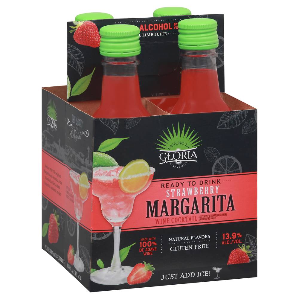 Rancho La Gloria Strawberry Margarita Wine Cocktail (4 ct , 187 ml)