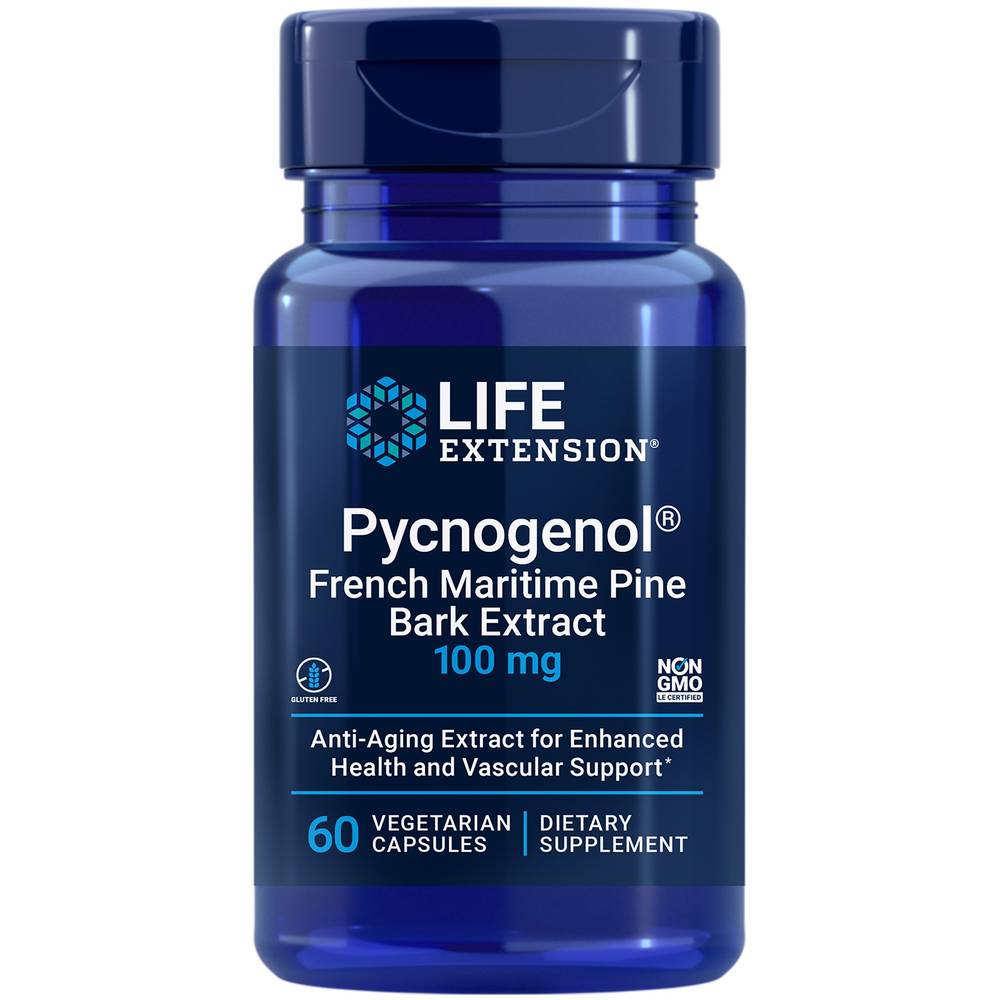 Pycnogenol - Pine Bark Extract - Anti-Aging & Vascular Support - 100 Mg (60 Capsules)