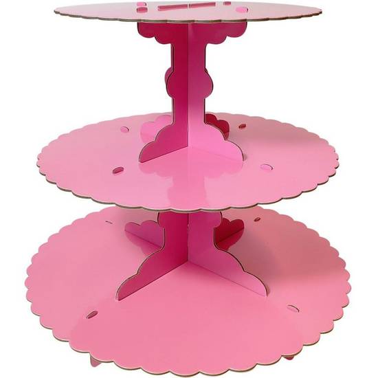 Party City 3-tiered Cardboard Cupcake Stand (unisex/11.5in x 14.25in/pink)