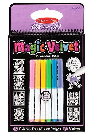 Melissa & Doug Magic Velvet Pattern Reveal Scenes and Markers, Assorted (12 ct)