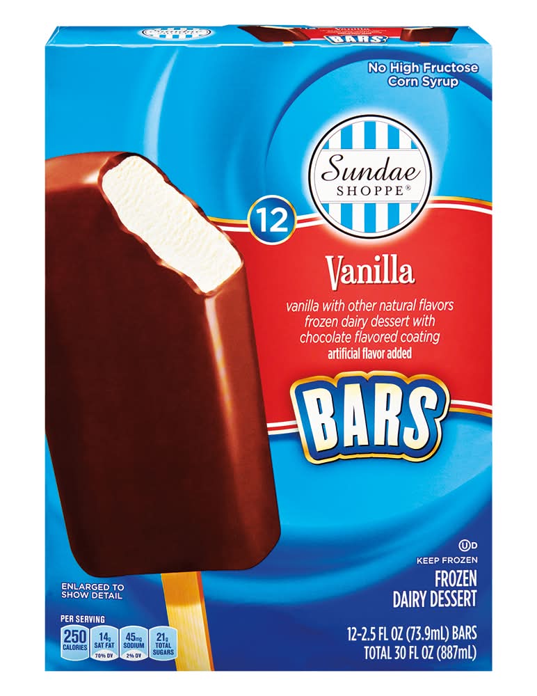 Sundae Shoppe Dairy Dessert Bars, Vanilla (12 x 2.5 fl oz)